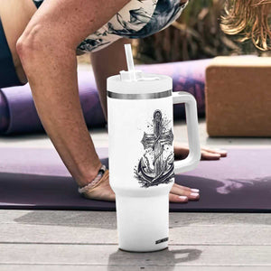 Faith Family Fishing Jesus Cross Anchor Tumbler With Handle Funny Christian Fisherman TS12 Print Your Wear