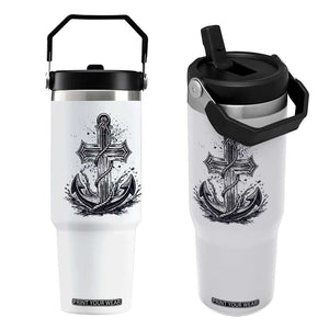 Faith Family Fishing Jesus Cross Anchor Flip Straw Tumbler Funny Christian Fisherman TS12 One Size: 30 oz White Print Your Wear
