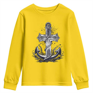 Faith Family Fishing Jesus Cross Anchor Youth Sweatshirt Funny Christian Fisherman TS12 Daisy Print Your Wear