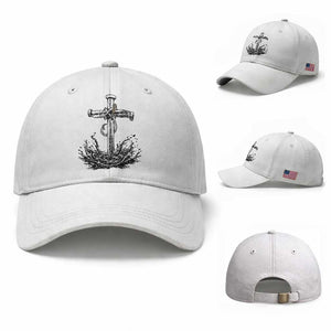 Faith Family Fishing Baseball Cap Christian Jesus Cross Fathers Day Gift TS12 Baseball Cap Universal Fit White Print Your Wear