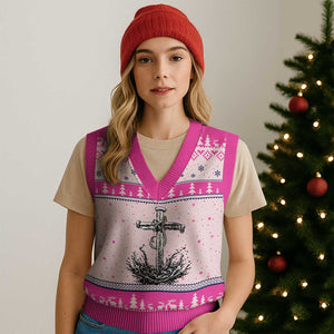 Faith Family Fishing V-Neck Knit Sweater Vest Christian Jesus Cross Fathers Day Gift TS12 Hot Pink Print Your Wear