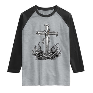 Faith Family Fishing Raglan Shirt Christian Jesus Cross Fathers Day Gift TS12 Heather Gray Black Print Your Wear