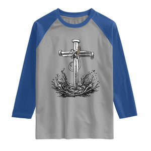 Faith Family Fishing Raglan Shirt Christian Jesus Cross Fathers Day Gift TS12 Sport Gray Royal Print Your Wear