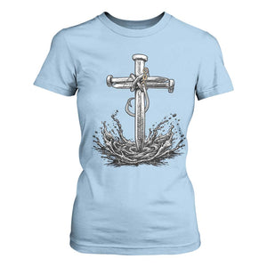 Faith Family Fishing T Shirt For Women Christian Jesus Cross Fathers Day Gift TS12 Light Blue Print Your Wear
