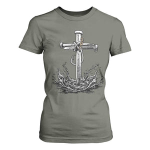 Faith Family Fishing T Shirt For Women Christian Jesus Cross Fathers Day Gift TS12 Military Green Print Your Wear