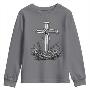 Faith Family Fishing Youth Sweatshirt Christian Jesus Cross Fathers Day Gift TS12 Charcoal Print Your Wear