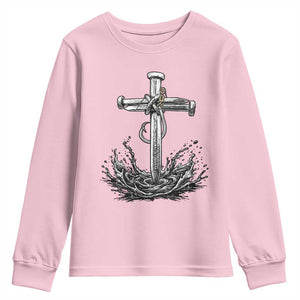 Faith Family Fishing Youth Sweatshirt Christian Jesus Cross Fathers Day Gift TS12 Light Pink Print Your Wear