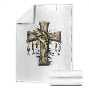 Camo Jesus Cross Fishing Throw Blanket Faith Family Fishing Fathers Day TS12 White Print Your Wear