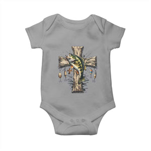 Camo Jesus Cross Fishing Baby Onesie Faith Family Fishing Fathers Day TS12 Sport Gray Print Your Wear