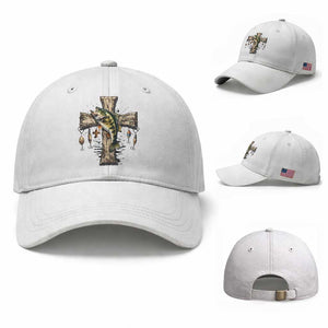 Camo Jesus Cross Fishing Baseball Cap Faith Family Fishing Fathers Day TS12 Baseball Cap Universal Fit White Print Your Wear