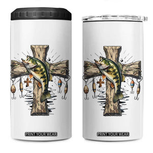 Camo Jesus Cross Fishing 4 in 1 Can Cooler Tumbler Faith Family Fishing Fathers Day TS12 One Size: 16 oz White Print Your Wear