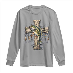 Camo Jesus Cross Fishing Long Sleeve Shirt Faith Family Fishing Fathers Day TS12 Sport Gray Print Your Wear