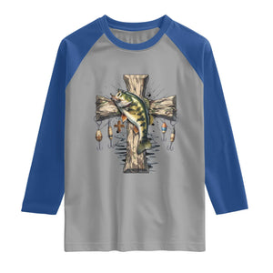 Camo Jesus Cross Fishing Raglan Shirt Faith Family Fishing Fathers Day TS12 Sport Gray Royal Print Your Wear
