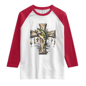Camo Jesus Cross Fishing Raglan Shirt Faith Family Fishing Fathers Day TS12 White Red Print Your Wear