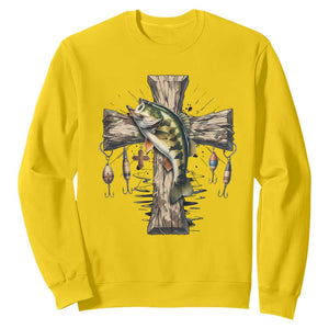 Camo Jesus Cross Fishing Sweatshirt Faith Family Fishing Fathers Day TS12 Daisy Print Your Wear