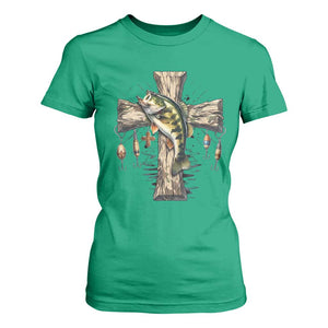 Camo Jesus Cross Fishing T Shirt For Women Faith Family Fishing Fathers Day TS12 Irish Green Print Your Wear