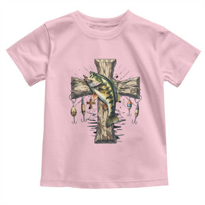 Camo Jesus Cross Fishing Toddler T Shirt Faith Family Fishing Fathers Day TS12 Light Pink Print Your Wear