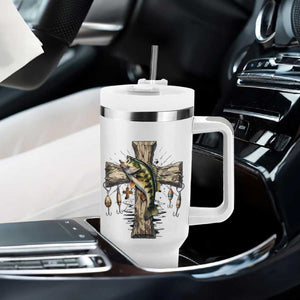 Camo Jesus Cross Fishing Tumbler With Handle Faith Family Fishing Fathers Day TS12 Print Your Wear