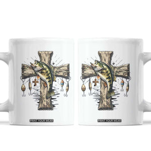 Camo Jesus Cross Fishing Coffee Mug Faith Family Fishing Fathers Day TS12 White Print Your Wear