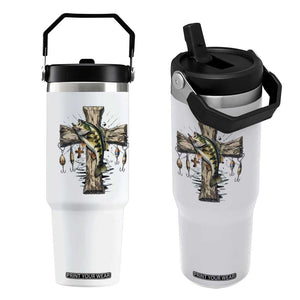 Camo Jesus Cross Fishing Flip Straw Tumbler Faith Family Fishing Fathers Day TS12 One Size: 30 oz White Print Your Wear