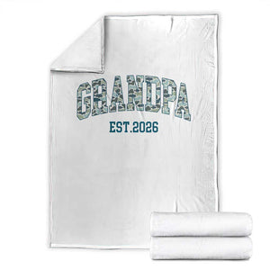 Promoted To Grandpa Est 2026 Throw Blanket Camo Fishing New Grandpa Gift TS12 White Print Your Wear