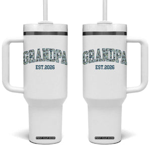 Promoted To Grandpa Est 2026 Tumbler With Handle Camo Fishing New Grandpa Gift TS12 One Size: 40 oz White Print Your Wear