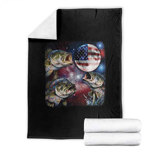 Patriotic Bass Fishing Moon Throw Blanket 4th Of July Fisherman Gift TS12 Black Print Your Wear