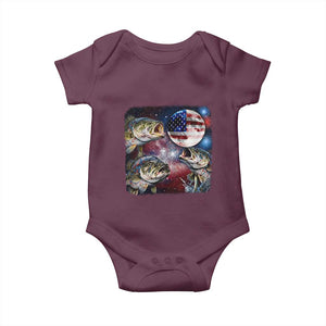 Patriotic Bass Fishing Moon Baby Onesie 4th Of July Fisherman Gift TS12 Maroon Print Your Wear
