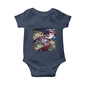 Patriotic Bass Fishing Moon Baby Onesie 4th Of July Fisherman Gift TS12 Navy Print Your Wear