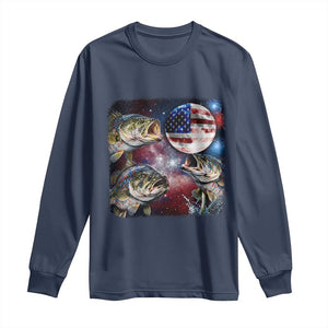 Patriotic Bass Fishing Moon Long Sleeve Shirt 4th Of July Fisherman Gift TS12 Navy Print Your Wear