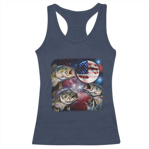 Patriotic Bass Fishing Moon Racerback Tank Top 4th Of July Fisherman Gift TS12 Navy Print Your Wear