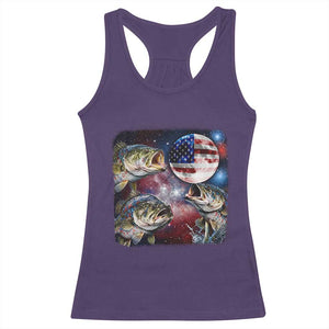 Patriotic Bass Fishing Moon Racerback Tank Top 4th Of July Fisherman Gift TS12 Purple Print Your Wear