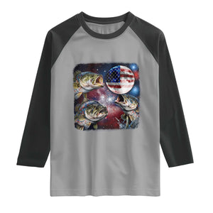 Patriotic Bass Fishing Moon Raglan Shirt 4th Of July Fisherman Gift TS12 Sport Gray Black Print Your Wear