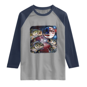 Patriotic Bass Fishing Moon Raglan Shirt 4th Of July Fisherman Gift TS12 Sport Gray Navy Print Your Wear
