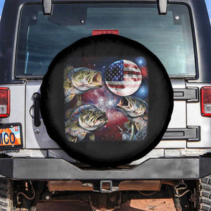 Patriotic Bass Fishing Moon Spare Tire Cover 4th Of July Fisherman Gift TS12 No hole Black Print Your Wear