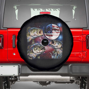 Patriotic Bass Fishing Moon Spare Tire Cover 4th Of July Fisherman Gift TS12 Black Print Your Wear