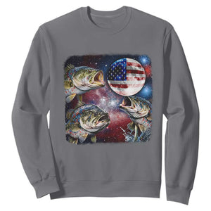 Patriotic Bass Fishing Moon Sweatshirt 4th Of July Fisherman Gift TS12 Charcoal Print Your Wear