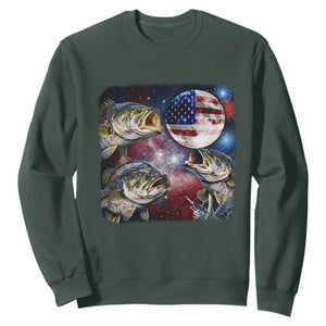 Patriotic Bass Fishing Moon Sweatshirt 4th Of July Fisherman Gift TS12 Dark Forest Green Print Your Wear