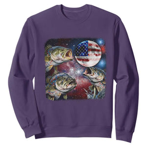 Patriotic Bass Fishing Moon Sweatshirt 4th Of July Fisherman Gift TS12 Purple Print Your Wear