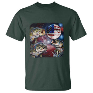 Patriotic Bass Fishing Moon T Shirt 4th Of July Fisherman Gift TS12 Dark Forest Green Print Your Wear