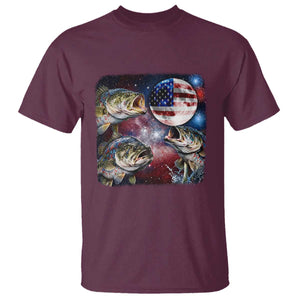 Patriotic Bass Fishing Moon T Shirt 4th Of July Fisherman Gift TS12 Maroon Print Your Wear