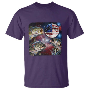 Patriotic Bass Fishing Moon T Shirt 4th Of July Fisherman Gift TS12 Purple Print Your Wear