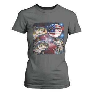 Patriotic Bass Fishing Moon T Shirt For Women 4th Of July Fisherman Gift TS12 Dark Heather Print Your Wear