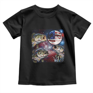 Patriotic Bass Fishing Moon Toddler T Shirt 4th Of July Fisherman Gift TS12 Black Print Your Wear