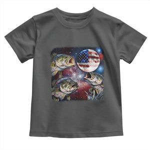 Patriotic Bass Fishing Moon Toddler T Shirt 4th Of July Fisherman Gift TS12 Dark Heather Print Your Wear