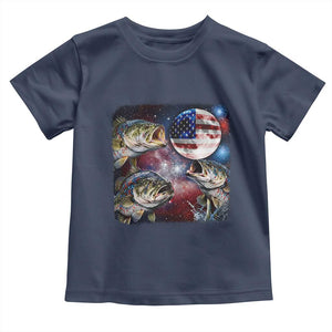 Patriotic Bass Fishing Moon Toddler T Shirt 4th Of July Fisherman Gift TS12 Navy Print Your Wear