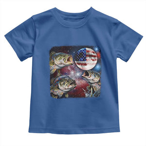 Patriotic Bass Fishing Moon Toddler T Shirt 4th Of July Fisherman Gift TS12 Royal Blue Print Your Wear
