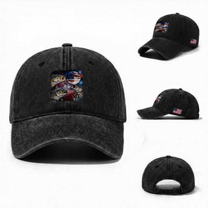 Patriotic Bass Fishing Moon Washed Cotton Baseball Cap 4th Of July Fisherman Gift TS12 Washed Cap Universal Fit Black Print Your Wear