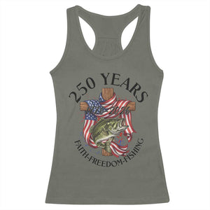 Faith Freedom Fishing Racerback Tank Top 250 Years Of Christian Fish Hunting TS12 Military Green Print Your Wear