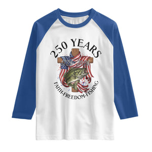 Faith Freedom Fishing Raglan Shirt 250 Years Of Christian Fish Hunting TS12 White Royal Print Your Wear